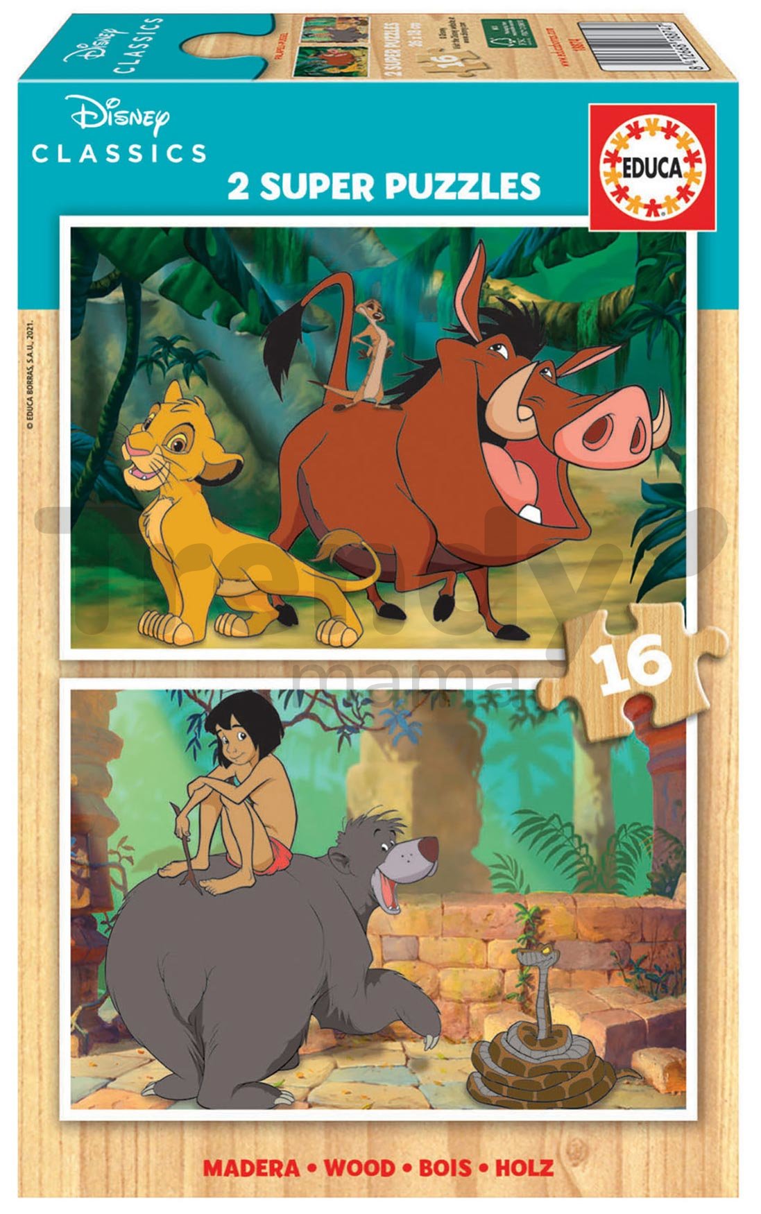 Fa puzzle Disney Classics Jungle Book Educa 2x16 darabos