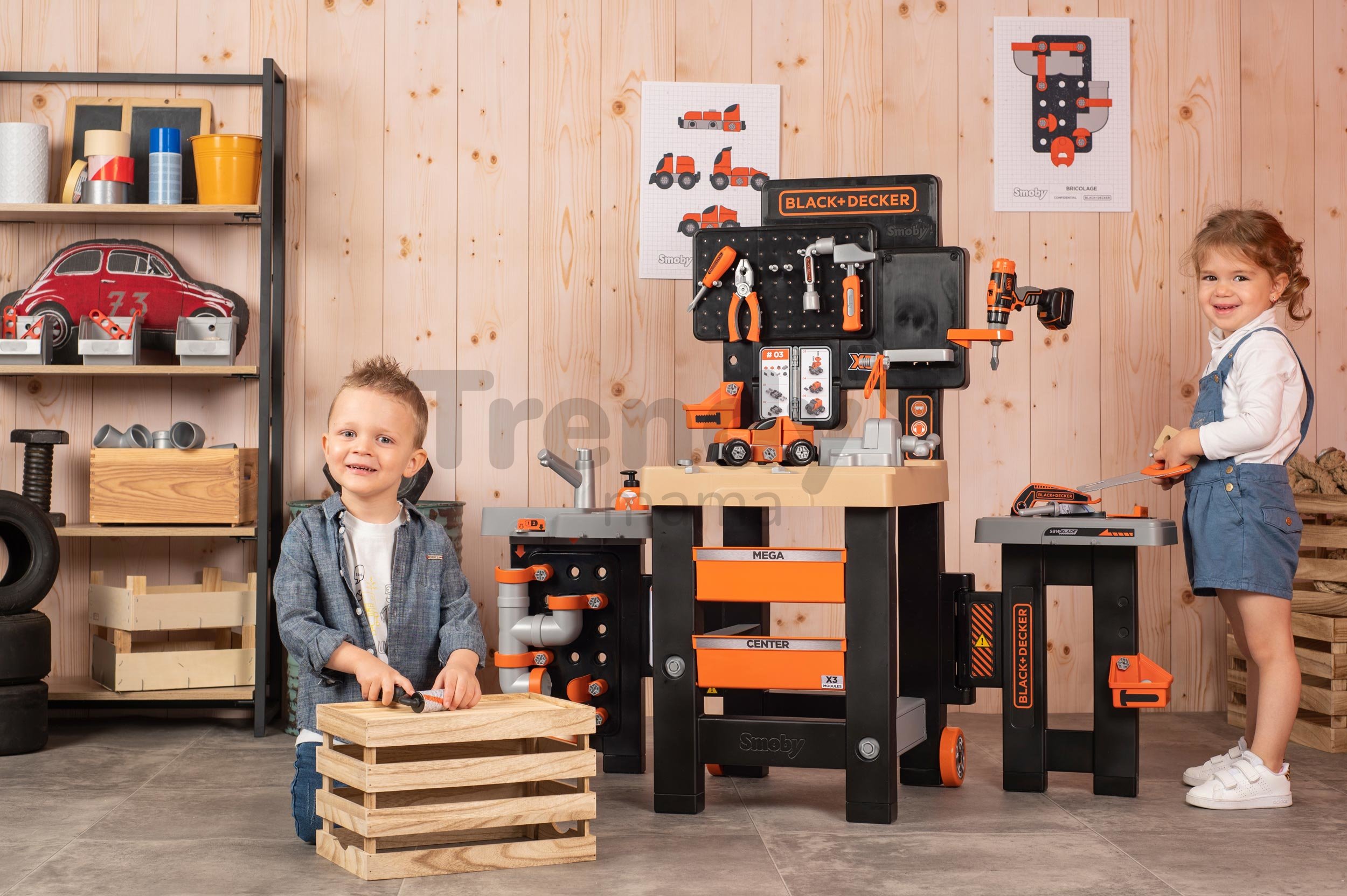 Pracovný stôl trojkrídlový Black&Decker Mega Center Smoby st