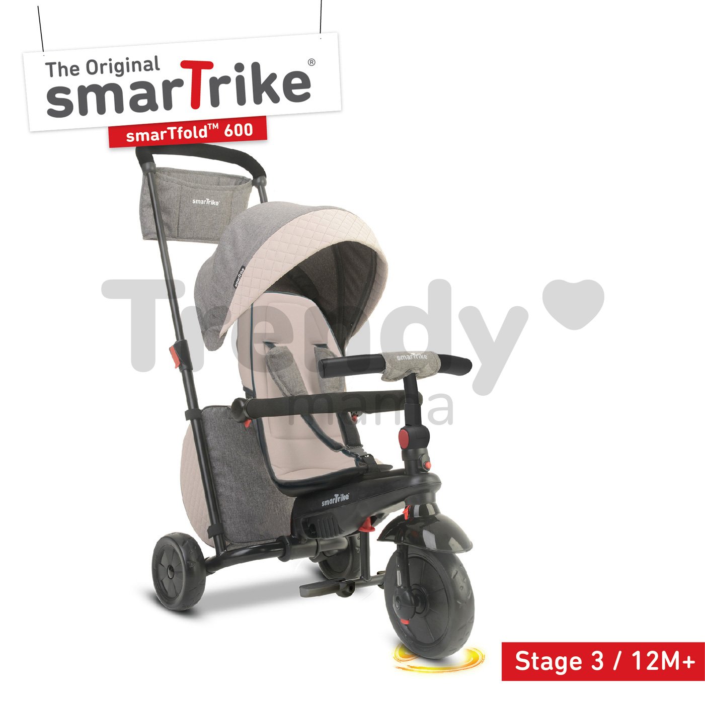 SmarTrike SmarTfold 600S – Tricycle évolutif Certifié Poussette, Pliable, Frein Parent