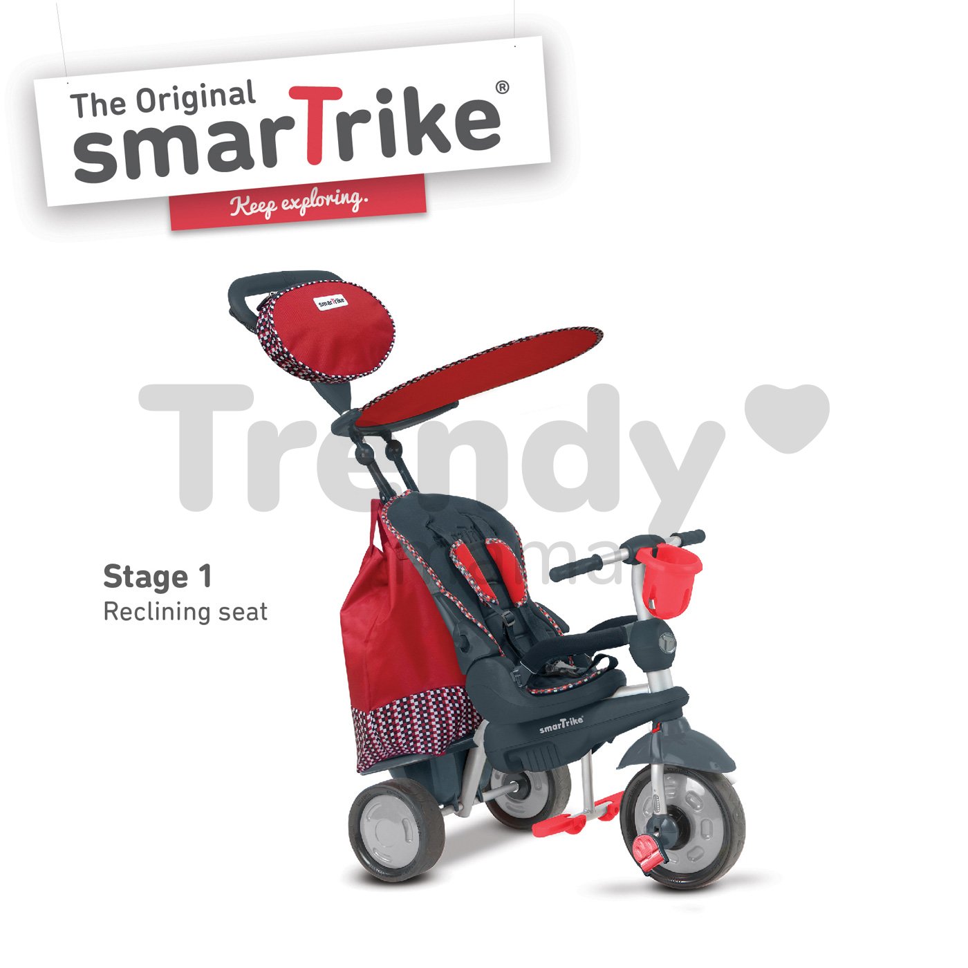 Detska trojkolka s ru kou ervena smarTrike