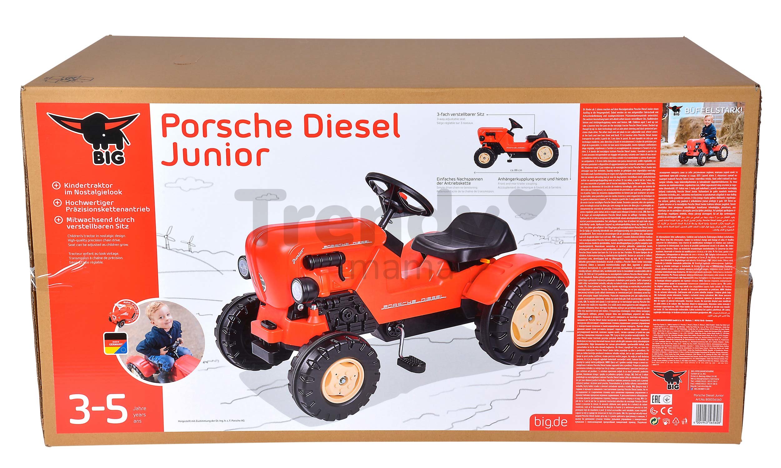 Gyerek Traktor Big Porsche Diesel Junior Piros