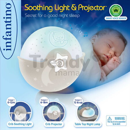 Nočná lampička Soothing Light & Projector Ecru Infantino s hudbou a projektorom hnedá od 0 mes