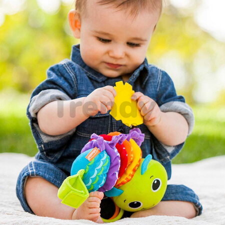 Hrajúca húsenica Hug and Tug Musical Bug Infantino s uspávankou a zrkadielkom od 0 mes
