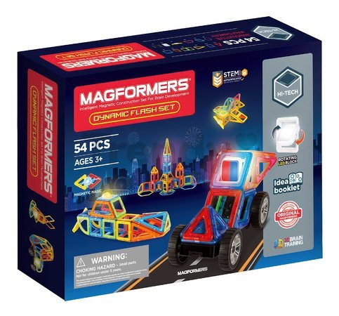 Stavebnica magnetická Blikajúce svetlá Dynamic Flash Set Magformers elektronická  54 dielov