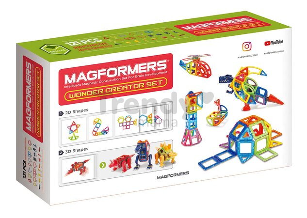 Stavebnica magnetická Dinosaury a tvory Wonder Creator Set Deluxe Magformers 121 dielov