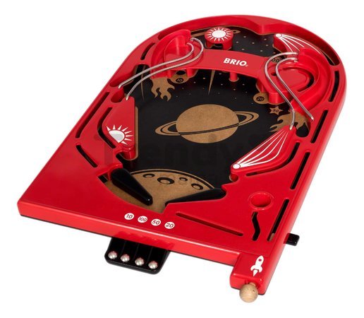 Drevená hra Pinball Game BRIO červená s 5 kovovými guľôčkami od 6 rokov BRIO0174