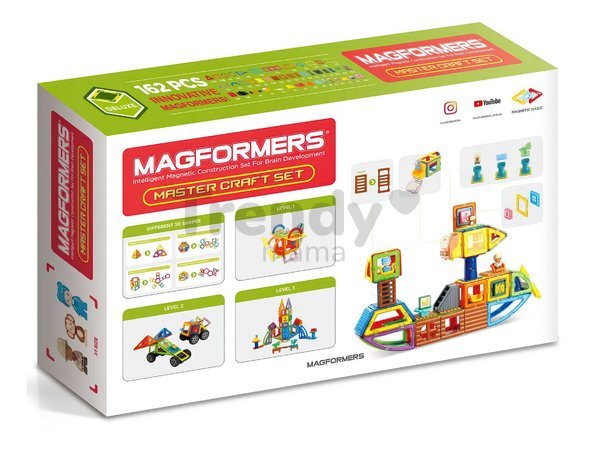 Stavebnica magnetická Gigant Master Craft Set Deluxe Magformers 162 dielov