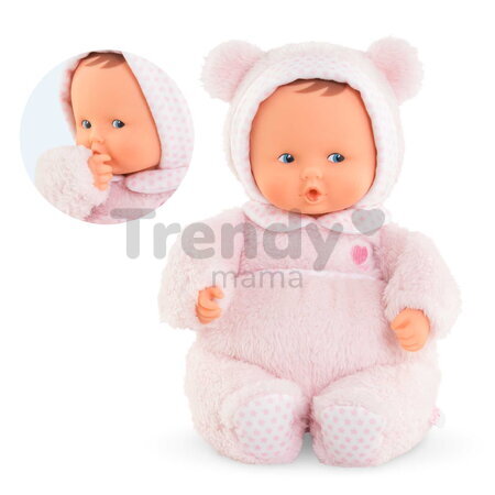 Bábika medvedík Babibear Plush Starry Dreams Mon Doudou Corolle s ušatou čiapočkou s modrými očami a špúliace ústočká 28 cm od 0 mes