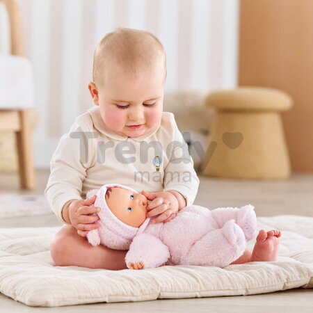 Bábika medvedík Babibear Plush Starry Dreams Mon Doudou Corolle s ušatou čiapočkou s modrými očami a špúliace ústočká 28 cm od 0 mes