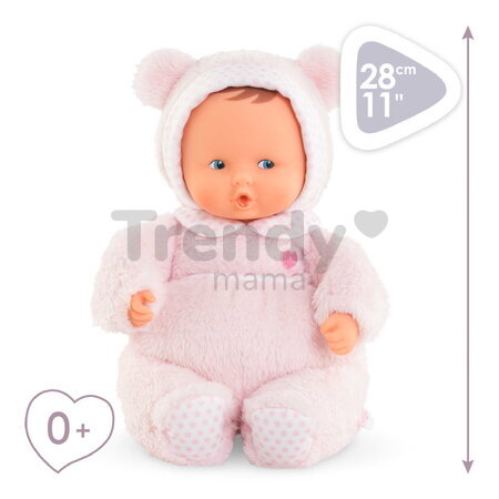 Bábika medvedík Babibear Plush Starry Dreams Mon Doudou Corolle s ušatou čiapočkou s modrými očami a špúliace ústočká 28 cm od 0 mes