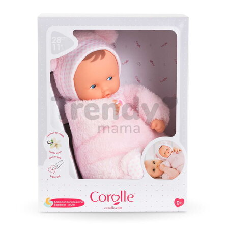 Bábika medvedík Babibear Plush Starry Dreams Mon Doudou Corolle s ušatou čiapočkou s modrými očami a špúliace ústočká 28 cm od 0 mes
