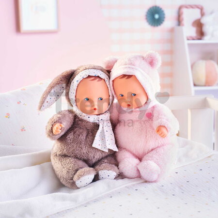Bábika medvedík Babibear Plush Starry Dreams Mon Doudou Corolle s ušatou čiapočkou s modrými očami a špúliace ústočká 28 cm od 0 mes