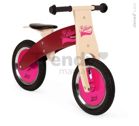 Drevený balančný bicykel Bikloon Janod Pink&Burgundy od 3 rokov