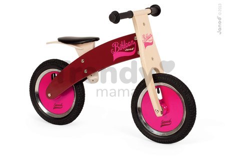 Drevený balančný bicykel Bikloon Janod Pink&Burgundy od 3 rokov