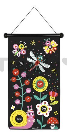 Magnetický terč Záhrada Garden Magnetic Dart Game Janod obojstranný so 6 magnetickými šípkami od 4 rokov