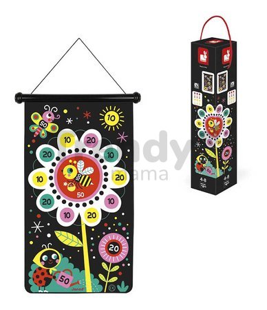Magnetický terč Záhrada Garden Magnetic Dart Game Janod obojstranný so 6 magnetickými šípkami od 4 rokov
