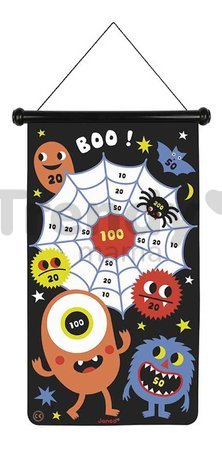 Magnetický terč Príšerky Monsters Magnetic Dart Game Janod obojstranný so 6 magnetickými šípkami od 4 rokov