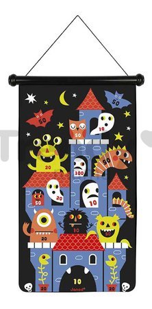 Magnetický terč Príšerky Monsters Magnetic Dart Game Janod obojstranný so 6 magnetickými šípkami od 4 rokov