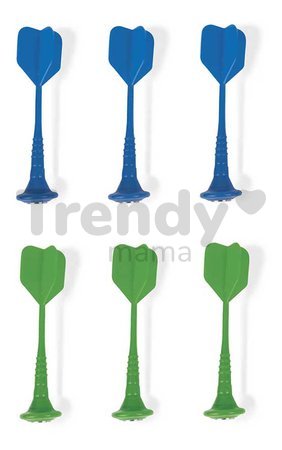 Magnetické šípky k magnetickým terčom Magnetic Darts Janod modré a zelené bez hrotov 6 ks od 4 rokov