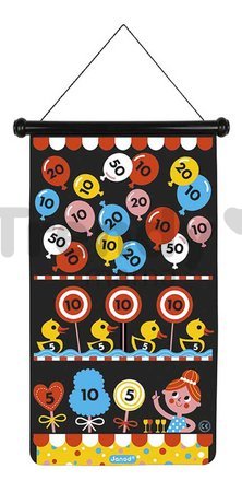 Magnetický terč Zábavný park Fun Fair Magnetic Dart Game Janod obojstranný so 6 magnetickými šípkami od 4 rokov