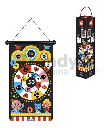 Magnetický terč Zábavný park Fun Fair Magnetic Dart Game Janod obojstranný so 6 magnetickými šípkami od 4 rokov