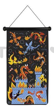 Magnetický terč Draky Dragons Magnetic Dart Game Janod obojstranný so 6 magnetickými šípkami od 4 rokov