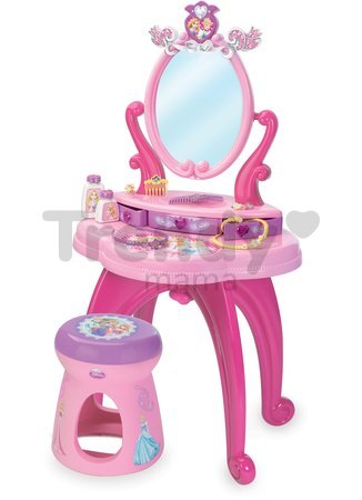 Kozmetický stolík Disney Princezné 2v1 Smoby so stoličkou a 10 doplnkami