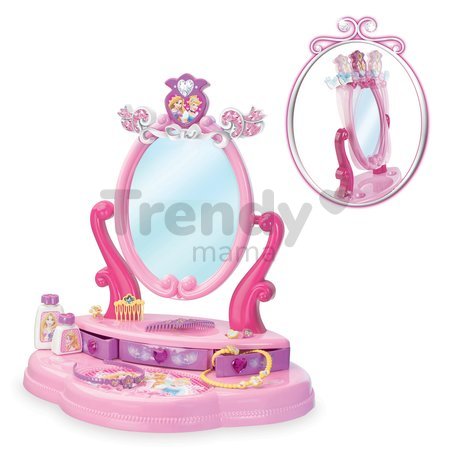 Kozmetický stolík Disney Princezné 2v1 Smoby so stoličkou a 10 doplnkami