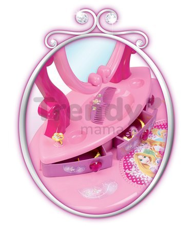 Kozmetický stolík Disney Princezné 2v1 Smoby so stoličkou a 10 doplnkami