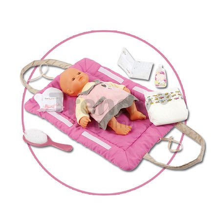 Prebaľovacia podložka Baby Nurse Smoby pre 42 cm bábiku so setom na prebaľovanie tmavoružová