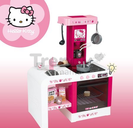 Kuchynka Hello Kitty Cheftronic Smoby elektronická so zvukom, svetlom a 19 doplnkami tmavoružová