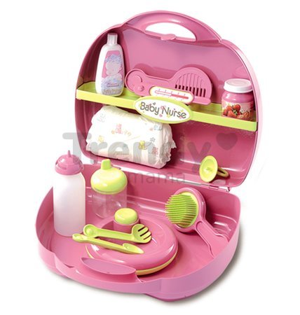 Prebaľovací set pre bábiku Baby Nurse Smoby v kufríku ružový