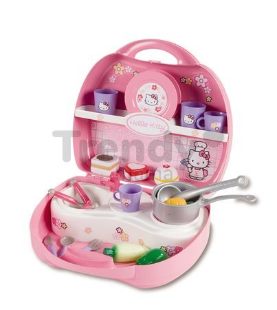 Kuchynka Hello Kitty Mini Cuisine Smoby v kufríku s 20 doplnkami svetloružová