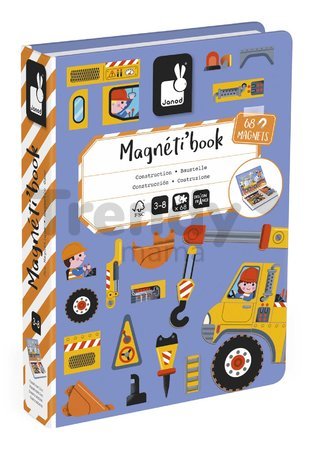 Magnetická kniha Na stavbe Construction Magnetibook Janod 50 magnetiek a 18 šablón