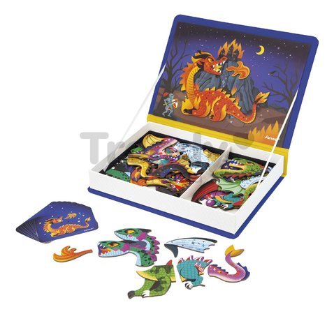 Magnetická kniha Draky Dragons Magnetibook Janod 53 magnetiek a 10 šablón