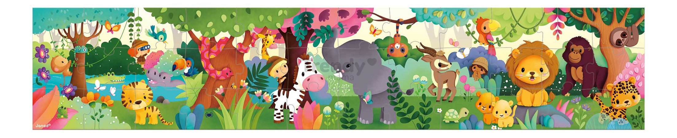 Puzzle v kufríku Džungľa Wild Animals Janod panoramatické 36 dielov od 4 rokov