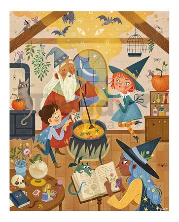 Puzzle v kufríku Čarodejnícka škola Magic Janod 200 dielov od 7 rokov