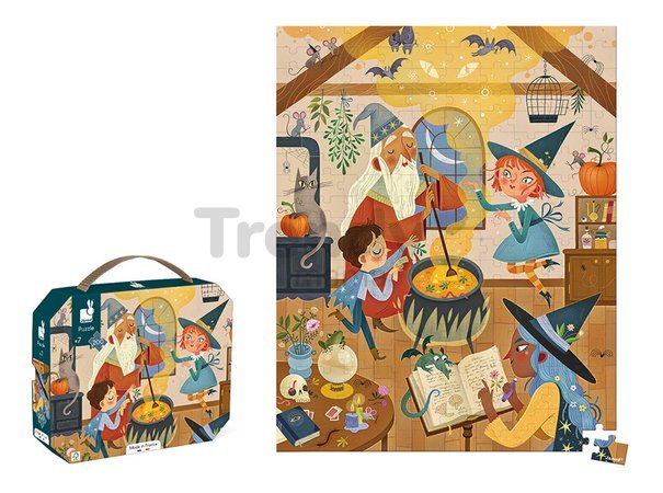 Puzzle v kufríku Čarodejnícka škola Magic Janod 200 dielov od 7 rokov