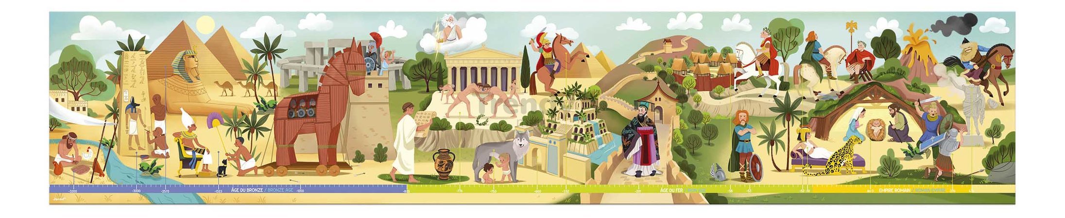 Puzzle v kufríku Antika a Mytológia Antiquity & Mythology Frieze Janod panoramatické 100 dielov od 6 rokov