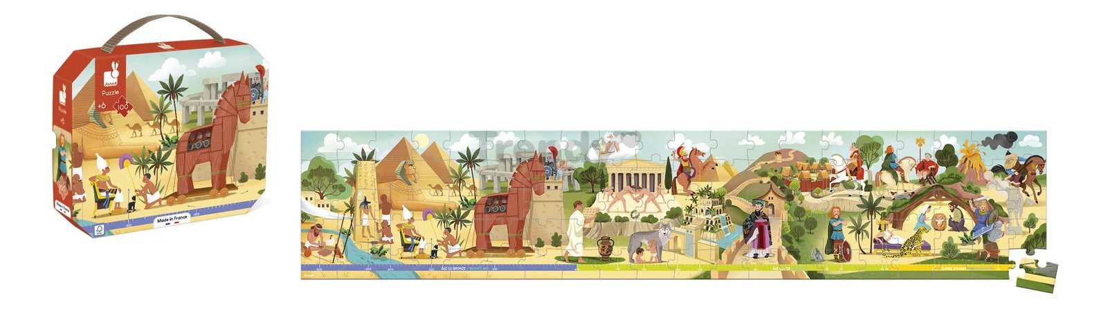 Puzzle v kufríku Antika a Mytológia Antiquity & Mythology Frieze Janod panoramatické 100 dielov od 6 rokov