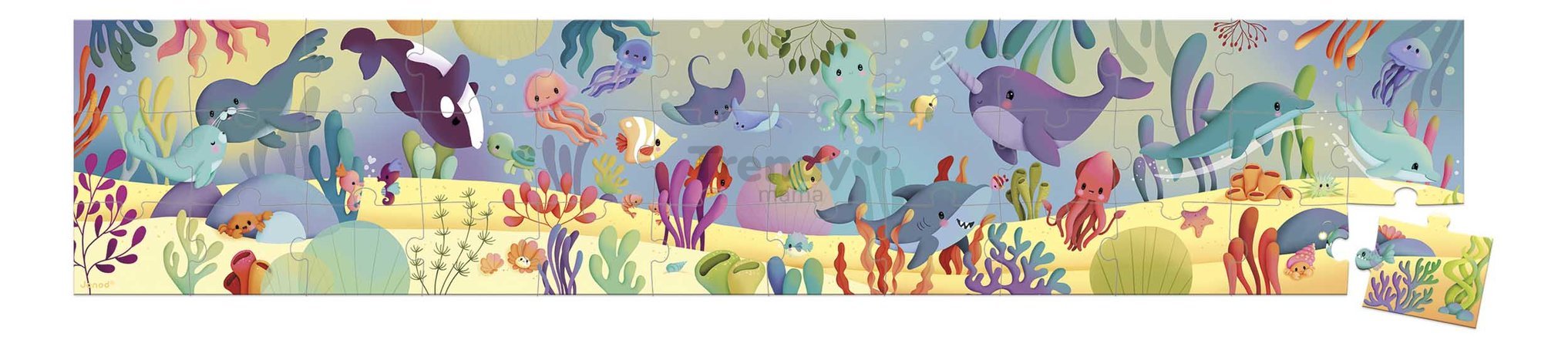 Puzzle v kufríku Morský svet Sea Animals Frieze Janod panoramatické 36 dielov od 4 rokov