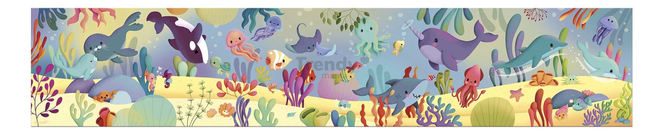 Puzzle v kufríku Morský svet Sea Animals Frieze Janod panoramatické 36 dielov od 4 rokov