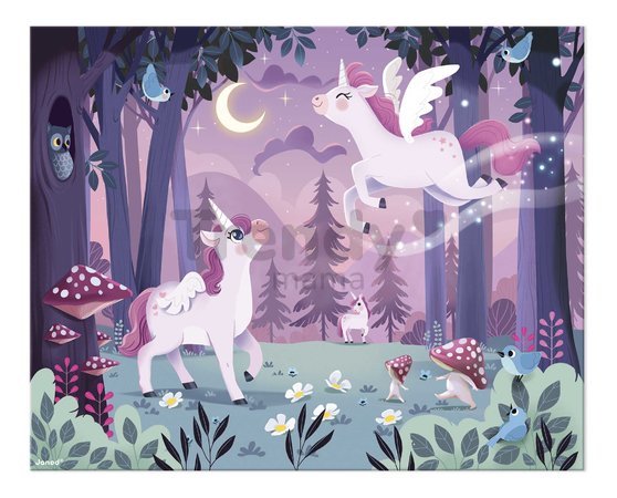Puzzle v kufríku Jednorožce Unicorn Janod 54 dielov od 5 rokov