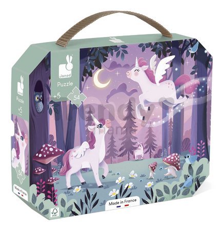 Puzzle v kufríku Jednorožce Unicorn Janod 54 dielov od 5 rokov