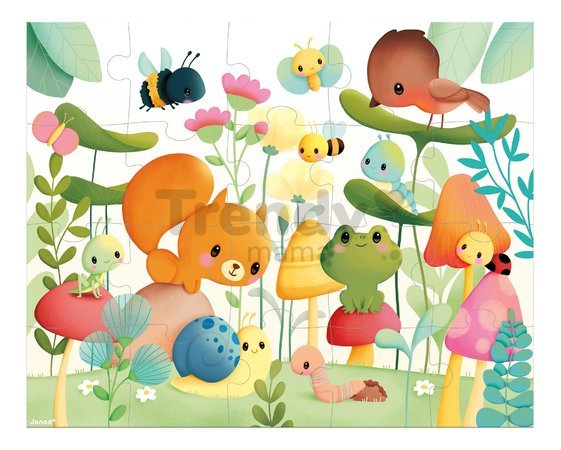 Puzzle v kufríku Záhradné zvieratká Garden Friends Janod 20 dielov od 24 mes