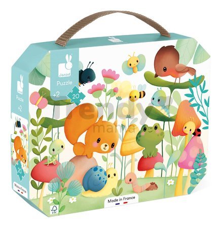 Puzzle v kufríku Záhradné zvieratká Garden Friends Janod 20 dielov od 24 mes