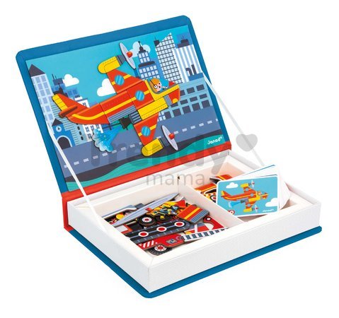 Magnetická kniha Požiarnici Firefighters Magnetibook Janod 60 magnetiek a 18 šablón
