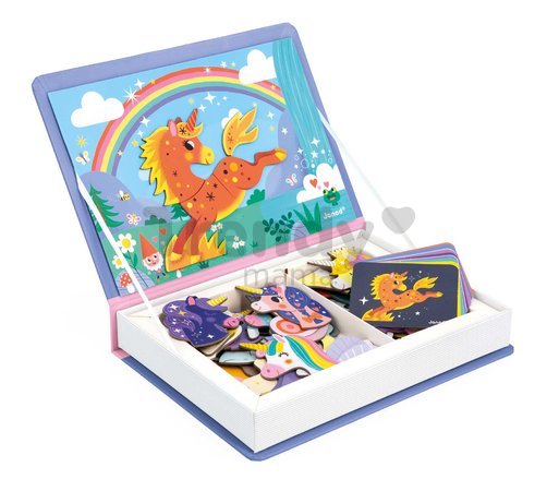 Magnetická kniha Jednorožec Unicorn Magnetibook Janod 44 magnetiek a 10 šablón