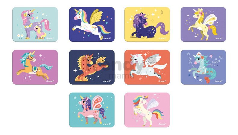 Magnetická kniha Jednorožec Unicorn Magnetibook Janod 44 magnetiek a 10 šablón