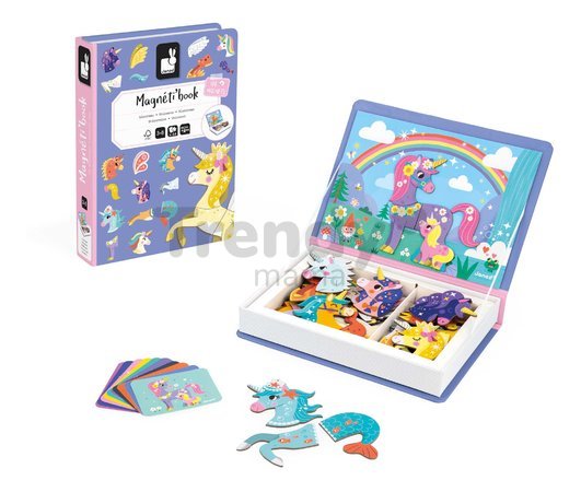 Magnetická kniha Jednorožec Unicorn Magnetibook Janod 44 magnetiek a 10 šablón